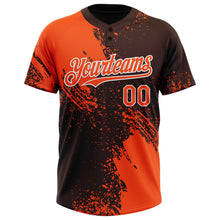 Load image into Gallery viewer, Custom Orange Brown-White 3D Pattern Abstract Brush Stroke Two-Button Unisex Softball Jersey
