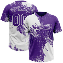 Load image into Gallery viewer, Custom White Purple 3D Pattern Abstract Brush Stroke Two-Button Unisex Softball Jersey

