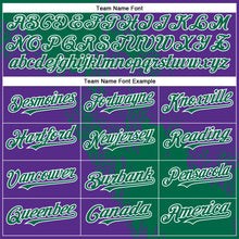 Load image into Gallery viewer, Custom Kelly Green Purple-White 3D Pattern Abstract Brush Stroke Two-Button Unisex Softball Jersey
