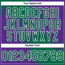 Load image into Gallery viewer, Custom Kelly Green Purple-White 3D Pattern Abstract Brush Stroke Two-Button Unisex Softball Jersey
