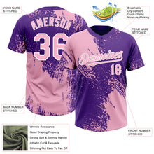 Load image into Gallery viewer, Custom Light Pink Purple-White 3D Pattern Abstract Brush Stroke Two-Button Unisex Softball Jersey
