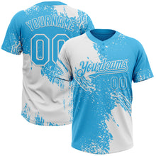 Load image into Gallery viewer, Custom White Sky Blue 3D Pattern Abstract Brush Stroke Two-Button Unisex Softball Jersey
