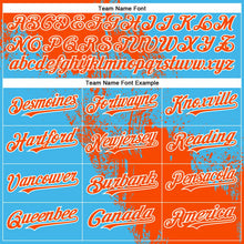 Load image into Gallery viewer, Custom Orange Sky Blue-White 3D Pattern Abstract Brush Stroke Two-Button Unisex Softball Jersey
