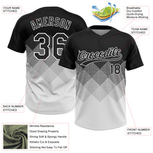 Load image into Gallery viewer, Custom Black White 3D Gradient Square Shape Two-Button Unisex Softball Jersey
