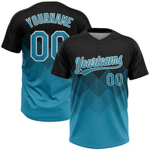 Load image into Gallery viewer, Custom Black Panther Blue-White 3D Gradient Square Shape Two-Button Unisex Softball Jersey
