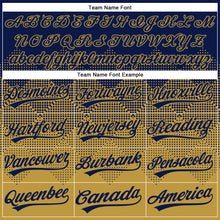Load image into Gallery viewer, Custom Navy Old Gold 3D Gradient Square Shape Two-Button Unisex Softball Jersey

