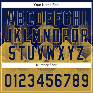 Custom Navy Old Gold 3D Gradient Square Shape Two-Button Unisex Softball Jersey