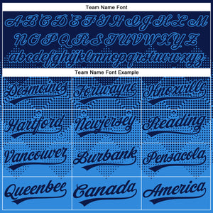 Custom Navy Electric Blue 3D Gradient Square Shape Two-Button Unisex Softball Jersey