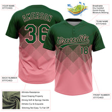 Load image into Gallery viewer, Custom Green Medium Pink 3D Gradient Square Shape Two-Button Unisex Softball Jersey
