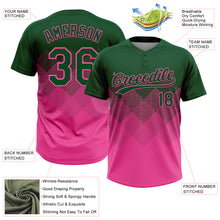 Load image into Gallery viewer, Custom Green Pink 3D Gradient Square Shape Two-Button Unisex Softball Jersey
