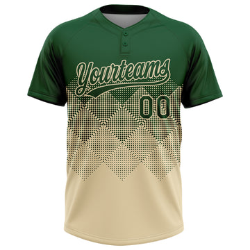 Custom Green Cream 3D Gradient Square Shape Two-Button Unisex Softball Jersey