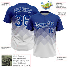 Load image into Gallery viewer, Custom Royal White 3D Gradient Square Shape Two-Button Unisex Softball Jersey
