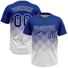 Load image into Gallery viewer, Custom Royal White 3D Gradient Square Shape Two-Button Unisex Softball Jersey
