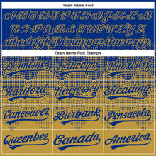 Load image into Gallery viewer, Custom Royal Old Gold 3D Gradient Square Shape Two-Button Unisex Softball Jersey
