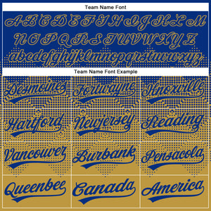Custom Royal Old Gold 3D Gradient Square Shape Two-Button Unisex Softball Jersey