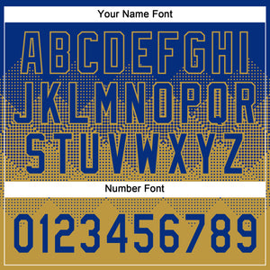Custom Royal Old Gold 3D Gradient Square Shape Two-Button Unisex Softball Jersey