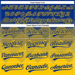 Custom Royal Yellow 3D Gradient Square Shape Two-Button Unisex Softball Jersey