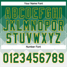 Load image into Gallery viewer, Custom Kelly Green White-Gold 3D Gradient Square Shape Two-Button Unisex Softball Jersey

