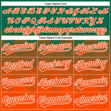 Load image into Gallery viewer, Custom Kelly Green Orange-White 3D Gradient Square Shape Two-Button Unisex Softball Jersey
