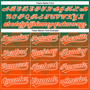Custom Kelly Green Orange-White 3D Gradient Square Shape Two-Button Unisex Softball Jersey