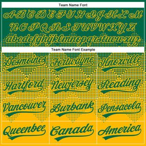 Custom Kelly Green Gold 3D Gradient Square Shape Two-Button Unisex Softball Jersey