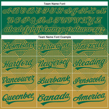 Load image into Gallery viewer, Custom Kelly Green Old Gold 3D Gradient Square Shape Two-Button Unisex Softball Jersey
