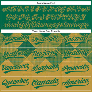 Custom Kelly Green Old Gold 3D Gradient Square Shape Two-Button Unisex Softball Jersey