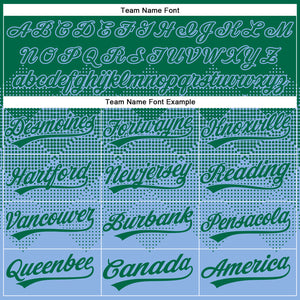 Custom Kelly Green Light Blue 3D Gradient Square Shape Two-Button Unisex Softball Jersey