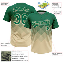Load image into Gallery viewer, Custom Kelly Green Cream 3D Gradient Square Shape Two-Button Unisex Softball Jersey

