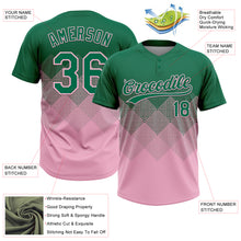 Load image into Gallery viewer, Custom Kelly Green Light Pink 3D Gradient Square Shape Two-Button Unisex Softball Jersey
