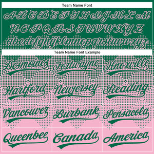 Custom Kelly Green Light Pink 3D Gradient Square Shape Two-Button Unisex Softball Jersey