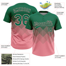 Load image into Gallery viewer, Custom Kelly Green Medium Pink 3D Gradient Square Shape Two-Button Unisex Softball Jersey
