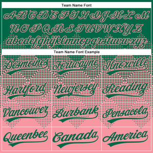 Custom Kelly Green Medium Pink 3D Gradient Square Shape Two-Button Unisex Softball Jersey