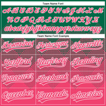 Load image into Gallery viewer, Custom Kelly Green Neon Pink-White 3D Gradient Square Shape Two-Button Unisex Softball Jersey
