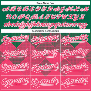 Custom Kelly Green Neon Pink-White 3D Gradient Square Shape Two-Button Unisex Softball Jersey