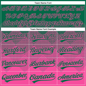 Custom Kelly Green Pink 3D Gradient Square Shape Two-Button Unisex Softball Jersey