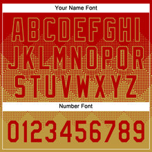Load image into Gallery viewer, Custom Red Old Gold 3D Gradient Square Shape Two-Button Unisex Softball Jersey
