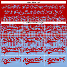 Load image into Gallery viewer, Custom Red Light Blue 3D Gradient Square Shape Two-Button Unisex Softball Jersey
