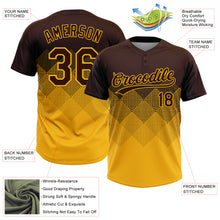 Load image into Gallery viewer, Custom Brown Gold 3D Gradient Square Shape Two-Button Unisex Softball Jersey
