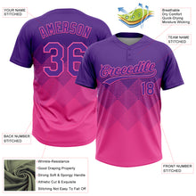 Load image into Gallery viewer, Custom Purple Pink 3D Gradient Square Shape Two-Button Unisex Softball Jersey
