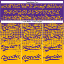Load image into Gallery viewer, Custom Purple Gold 3D Gradient Square Shape Two-Button Unisex Softball Jersey
