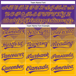 Custom Purple Gold 3D Gradient Square Shape Two-Button Unisex Softball Jersey