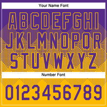 Load image into Gallery viewer, Custom Purple Gold 3D Gradient Square Shape Two-Button Unisex Softball Jersey
