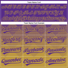 Load image into Gallery viewer, Custom Purple Old Gold 3D Gradient Square Shape Two-Button Unisex Softball Jersey
