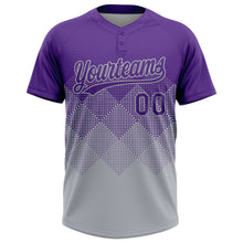 Load image into Gallery viewer, Custom Purple Gray 3D Gradient Square Shape Two-Button Unisex Softball Jersey
