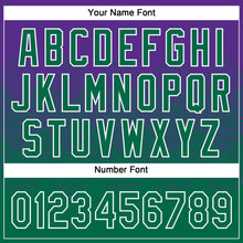 Load image into Gallery viewer, Custom Purple Kelly Green-White 3D Gradient Square Shape Two-Button Unisex Softball Jersey
