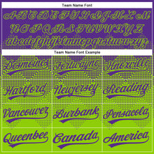Load image into Gallery viewer, Custom Purple Neon Green 3D Gradient Square Shape Two-Button Unisex Softball Jersey

