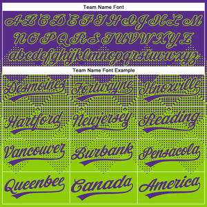 Custom Purple Neon Green 3D Gradient Square Shape Two-Button Unisex Softball Jersey