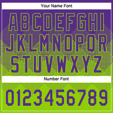 Load image into Gallery viewer, Custom Purple Neon Green 3D Gradient Square Shape Two-Button Unisex Softball Jersey
