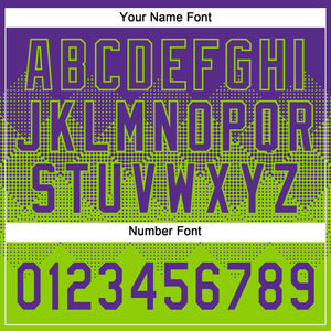 Custom Purple Neon Green 3D Gradient Square Shape Two-Button Unisex Softball Jersey
